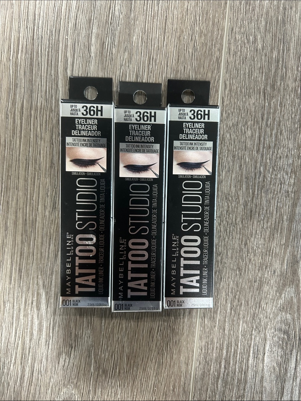 3X Maybelline Tattoo Studio 36H Liquid Eyeliner #001 Black 🌸 FIRM PRICE 🌸